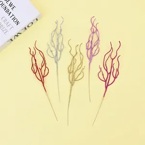 Artificial Christmas Glitter Withered Branches Plastic Glitter Powder Twigs For Christmas Tree Wreath Wedding Party Home Decor