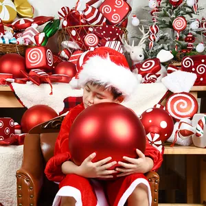 Large red Christmas ball ornaments in matte and glossy finish for festive decor