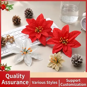 Künstliche Weihnachtssterne Blumenköpfe Glitzer Stoffblumen Für Weihnachtsbaum Kranz DIY Feiertagsdekoration Ornamente