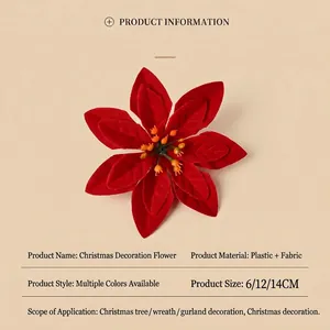 Lebhafte rote künstliche Weihnachtsstern-Blüte für Weihnachtsbaum und Kranzdekoration
