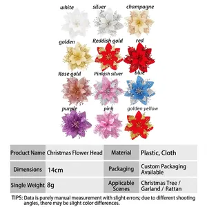 Set di 12 fiori di poinsettia artificiali colorati per decorazioni natalizie festive