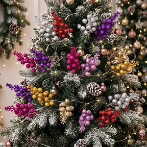 Festliche 15-köpfige Glitzerbeeren-Bündel für DIY-Weihnachtsbaum- und Kranzdekoration