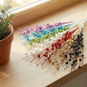 Bunte Glitzer-Beerenstiele für Weihnachtsbaum und Kranz DIY Feiertagsdekorationen