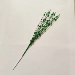 Sparkling green glitter artificial berry pick for festive Christmas DIY wreath decorations