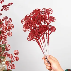 Decorazione a spirale rossa glitterata per albero di Natale e arredamento casa.
