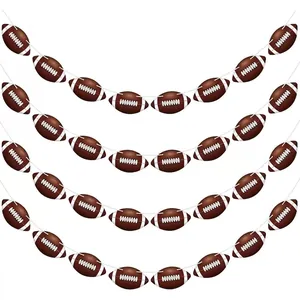 American Football Theme Party Banner Sports Birthday Paper Garland Football Bunting For Super Bowl Celebration Hanging Decoration