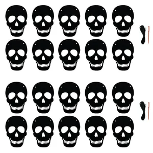 DIY Halloween skull banner set with 20 felt pieces, black string, and orange needles