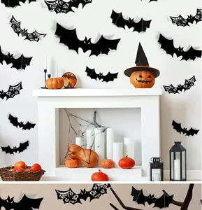 Dekorative schwarze 3D Fledermaus Wandaufkleber für Halloween Party Dekorationen