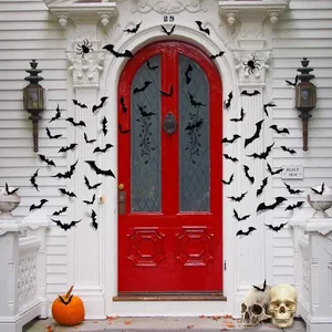 3D Halloween Fledermaus und Spinne Wandaufkleber für die Außendekoration an einer Tür