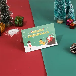 Carte de vœux de Noël festive avec illustration du Père Noël et de ses rennes.