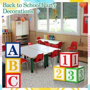 Boîtes à ballons décoratives ABC et 123 pour décoration de fête de rentrée scolaire