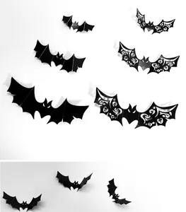 Detail der ausgehöhlten 3D-Fledermaus-Wandtattoos für Halloween-Partydekoration