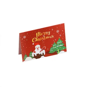 Carte de vœux de Noël rouge festive avec motif Père Noël pour cadeaux et vœux de fêtes.