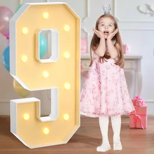 Grande numero 9 luminoso a LED per decorazioni di feste di compleanno per bambini