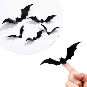 3D Halloween bat wall stickers for spooky home decor, multiple sizes with easy application