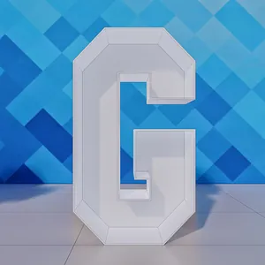 Grande cornice per palloncini a mosaico lettera G 3D bianca per decorazione di feste