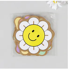 Sunflower smile face birthday party banner cards in clear packaging