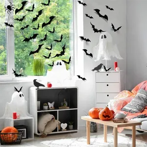 Realistic 3D black bat wall stickers for Halloween home and party room decoration