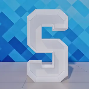 Grande cornice 3D a mosaico con lettera S bianca per decorazioni di compleanno e palloncini