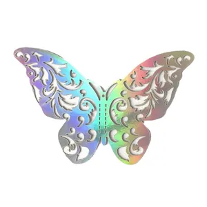 3D holographic hollow-out butterfly wall sticker for home room and party background decor