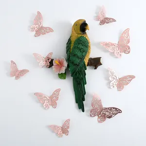 Set of 3D hollow rose gold paper butterfly wall stickers for home and wedding decor