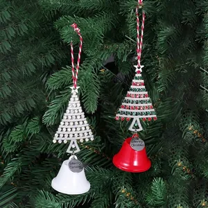 Alloy Rhinestone Christmas Tree Snowflake Bell Pendant Metal Hanging Ornament Festive Christmas Tree Decoration Prop Gift