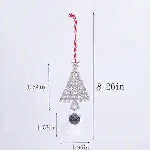 Detail shot of Christmas tree bell ornament with dimensions 21cm total length and 40g weight.
