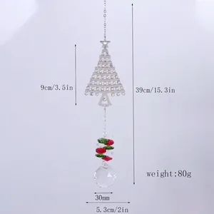Vista detallada del atrapasueños de árbol de Navidad con bola de cristal y medidas
