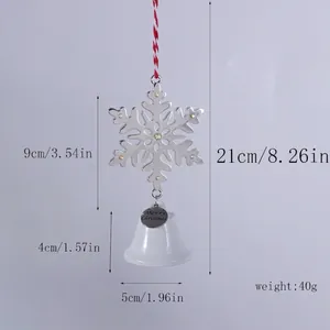 Decorative silver snowflake and white bell Christmas hanging ornament with dimensions