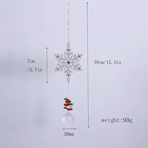 Dimensiones detalladas del atrapasol de copo de nieve navideño con bola de cristal