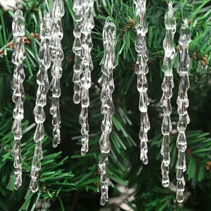 25 Pcs Artificial Icicle Set Christmas Tree Hanging Decoration Transparent Plastic Ice Pillar For Wedding Party Window Ornament