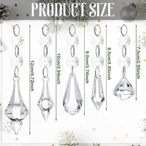 Diferentes tamaños de colgantes de cuentas de cristal octogonales para decoración navideña