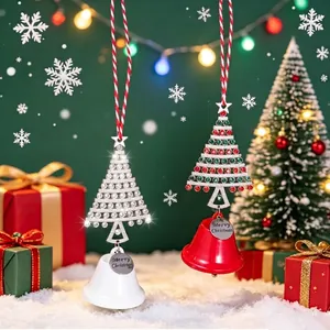Exquisite Christmas tree ornaments with shiny bells and Merry Christmas tags