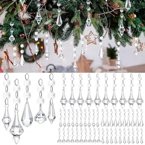50 piezas de colgantes de cristal acrílico transparente para decoración navideña DIY