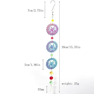 3D Rotierendes Windspiel Edelstahl Mandala Kolibri Herz Eule Schmetterling Katze Regenbogen Silber Garten Outdoor Dekoration