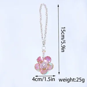 Attrape-soleil fleur en cristal iridescent pendentif de voiture créateur d'arc-en-ciel