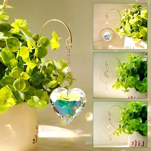 Set of crystal suncatcher ornaments for indoor potted plant gardening decoration