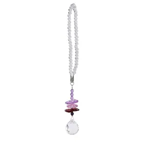 Crystal suncatcher with faceted glass beads and ball prism for window or car decor