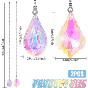 Gedetailleerde maatspecificaties voor twee kleurrijke kristallen suncatchers met ketting