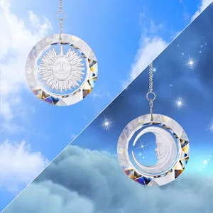 Set di 2 acchiappasole in cristallo sole e luna con prismi arcobaleno per decorazione.