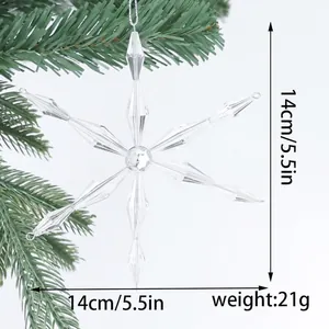 Dettaglio fiocco di neve in acrilico per albero di Natale, 14 cm, peso circa 21 g.