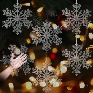 6 Piezas Adornos Colgantes de Copo de Nieve de Acrílico Transparente Extra Grande Decoraciones de Invierno Para Árbol de Navidad Fiesta Hogar