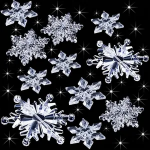 Set di Ornamenti per Albero di Natale a Fiocco di Neve in Acrilico Decorazione per Feste Invernali Fiocchi di Neve Fai da Te