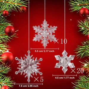Set di 35 fiocchi di neve in acrilico in tre misure per decorazioni natalizie