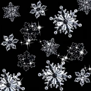 Set of 40 clear acrylic snowflake hanging ornaments for festive Christmas DIY decor