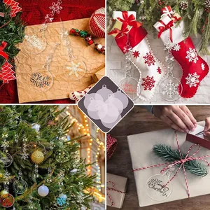 Adornos navideños de acrílico transparente con copos de nieve en escenas festivas