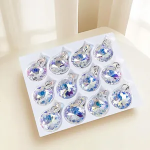 Set di 12 scintillanti pendenti in cristallo iridescente per decoro albero di Natale