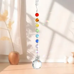 Attrape-soleil en cristal arc-en-ciel avec breloque coeur et gravure commémorative