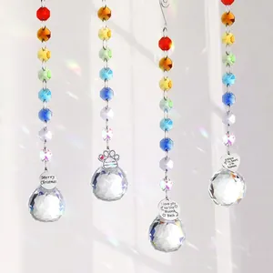 Attrape-Soleil Prisme de Cristal Arc-en-Ciel Cristal Blanc Avec Pendentif Commémoratif en Métal pour Décoration Suspendue Fenêtre Jardin