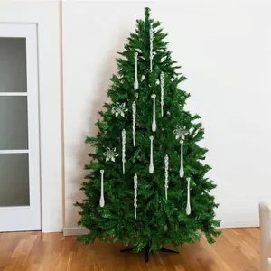 Lot de 40 ornements de Noël transparents en forme de glaçons et flocons sur sapin